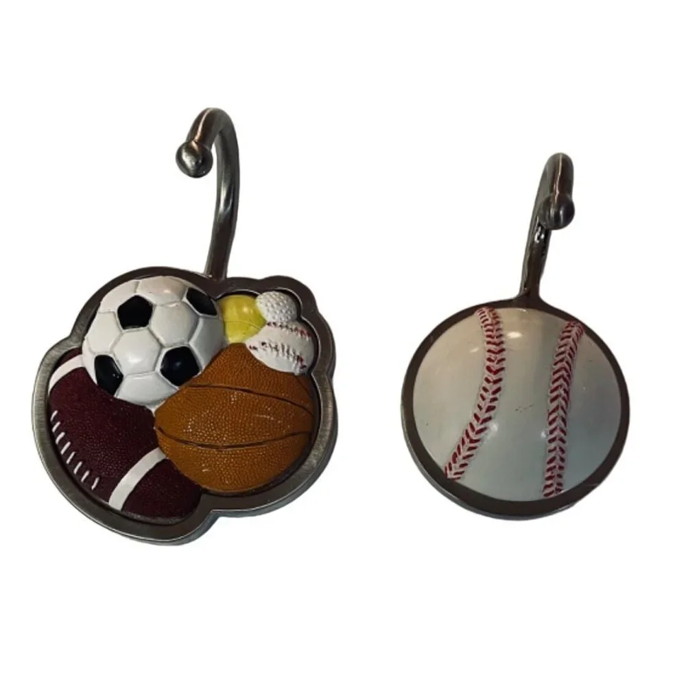 Sports Wall Hooks Hangers Liberty Hardware Balls Coat Jacket Heavy Duty Set 4
